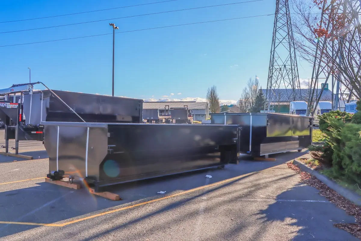 Roll-off dumpster ready for waste disposal at job site for Cleanout Dumpster Rental in Midway